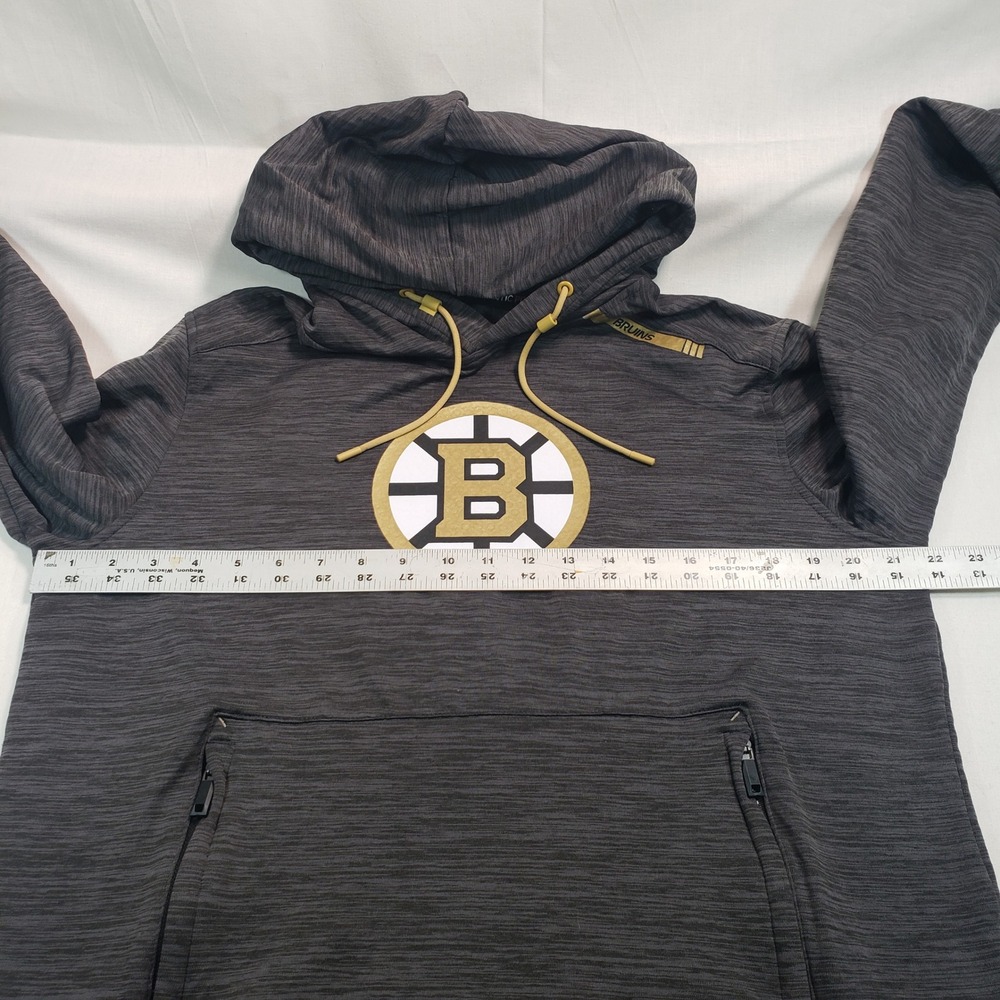Fanatics NHL Boston Bruins Authentic Pro Pullover Hoodie Mens M Gray Zip Pockets - Picture 4 of 10